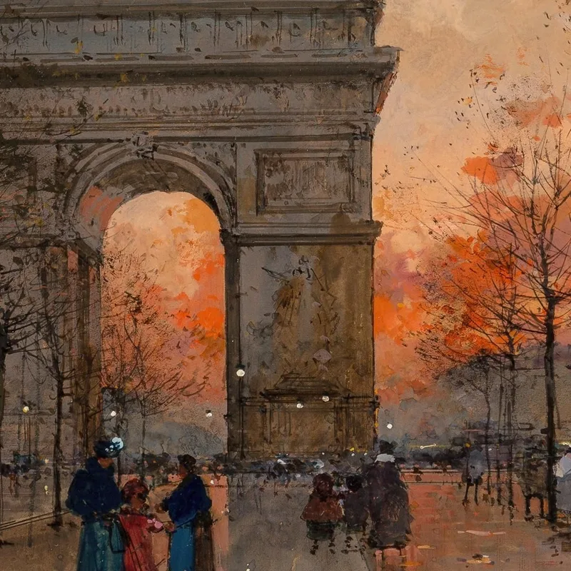 The Arc De Triomphe On The Place De L'Étoile Eugène Galien-Laloue
