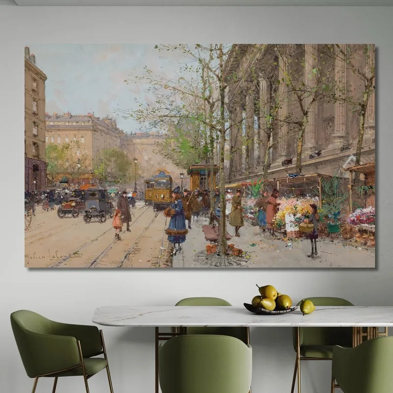 Marché Aux Fleurs Place De La Madeleine Eugène Galien-Laloue