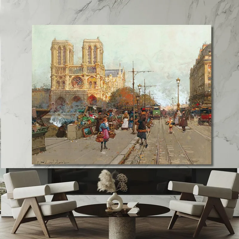 Notre Dame De Paris Vue Du Quai De Montebello Eugène Galien-Laloue