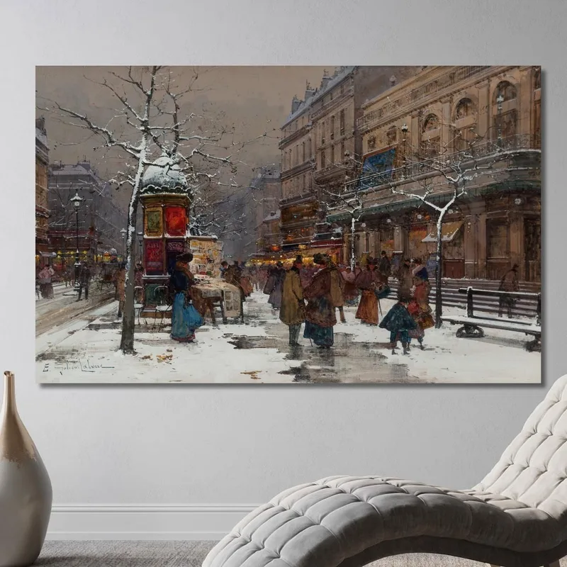 Paris Boulevard En Hiver Eugène Galien-Laloue
