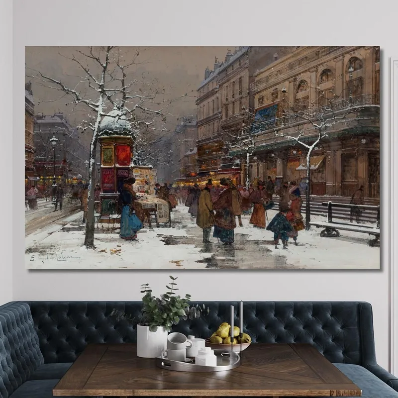 Paris Boulevard En Hiver Eugène Galien-Laloue