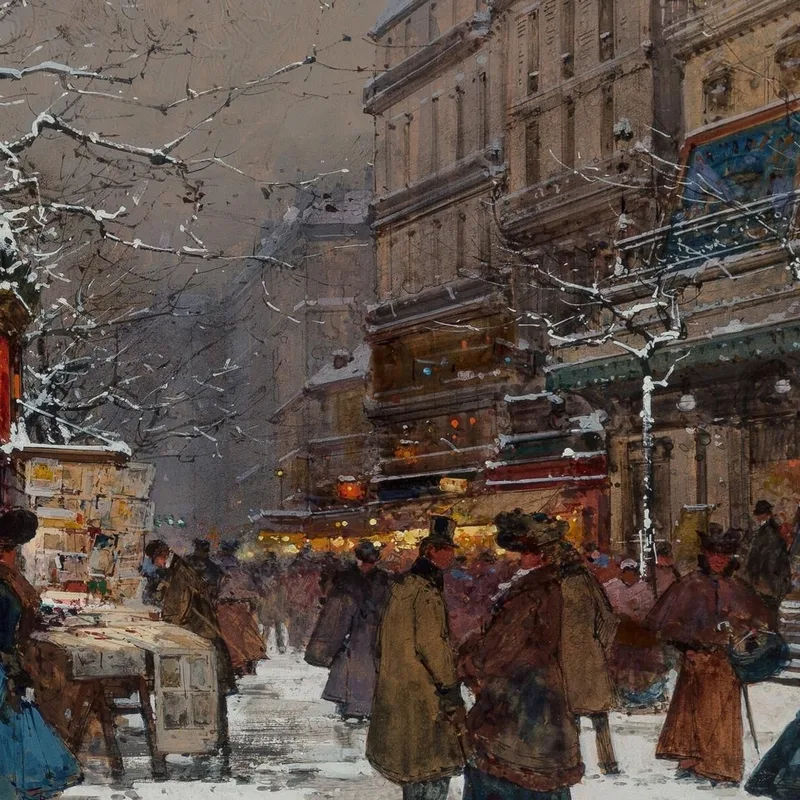 Paris Boulevard En Hiver Eugène Galien-Laloue