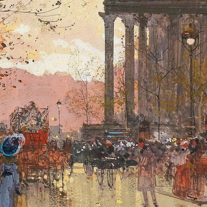 París El Boulevard De La Madeleine Por La Noche Eugène Galien-Laloue