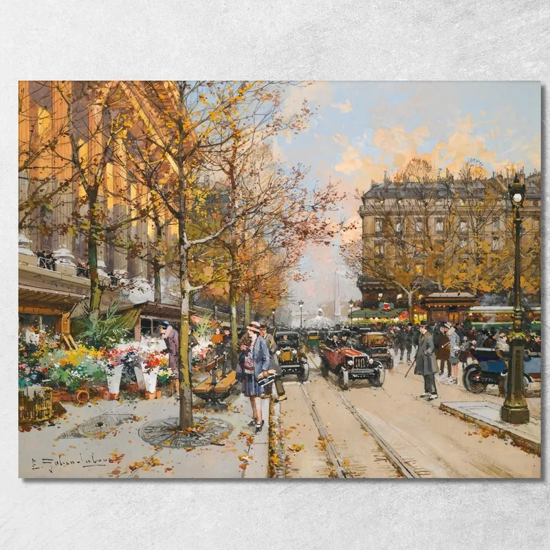 Piazza Della Madeleine Eugène Galien-Laloue quadro stampa su tela