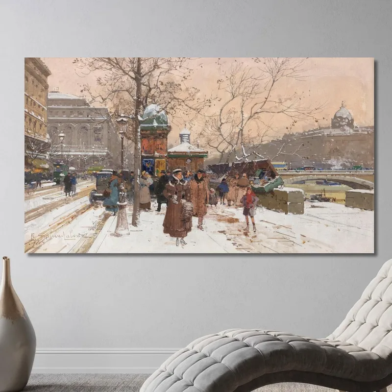 Quai De La Mégisserie Sous La Neige Eugène Galien-Laloue