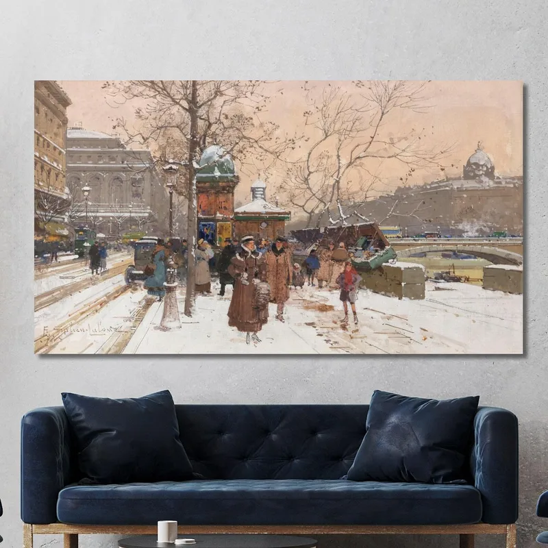 Quai De La Mégisserie Sous La Neige Eugène Galien-Laloue