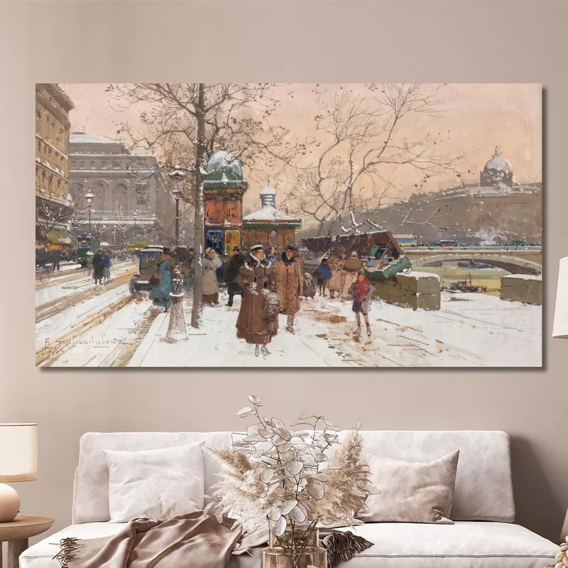 Quai De La Mégisserie Sous La Neige Eugène Galien-Laloue