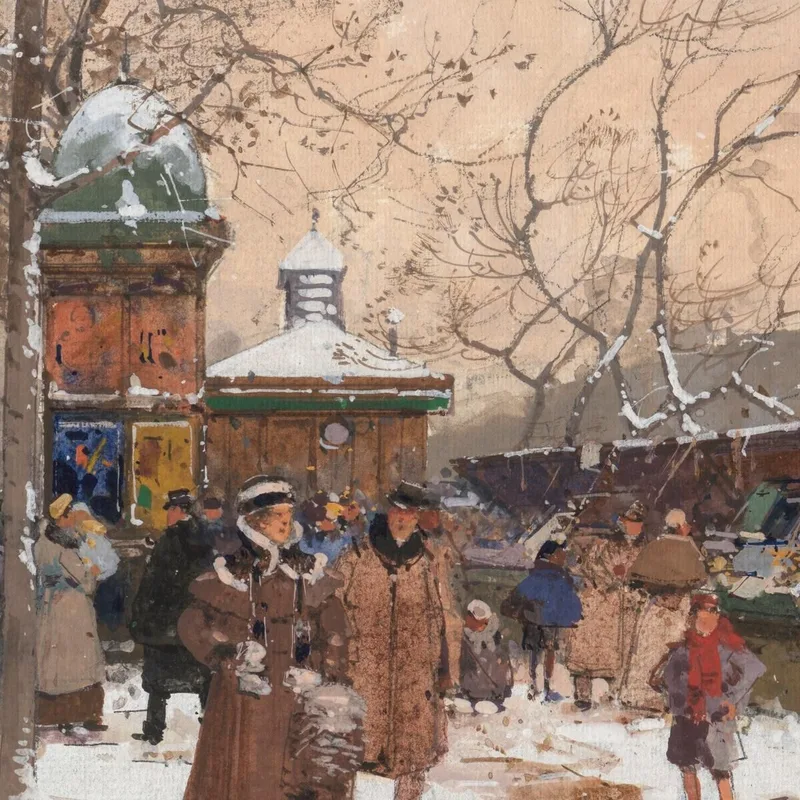 Quai De La Mégisserie Sous La Neige Eugène Galien-Laloue