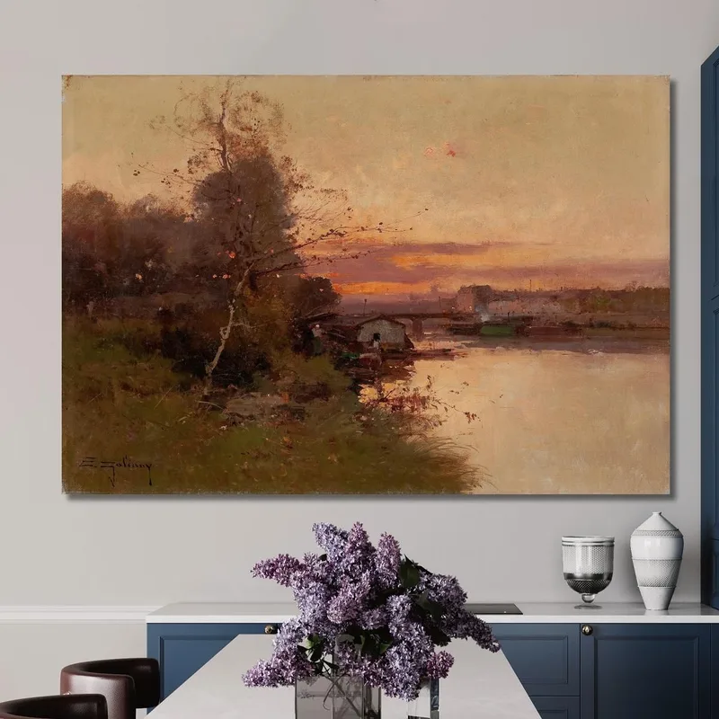 Fiume Al Tramonto Eugène Galien-Laloue