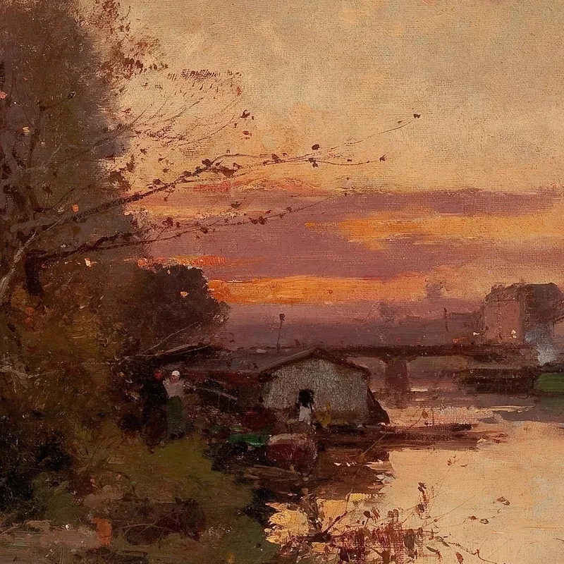 Fiume Al Tramonto Eugène Galien-Laloue