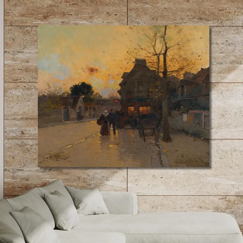 Village Un Soir D'Automne Eugène Galien-Laloue