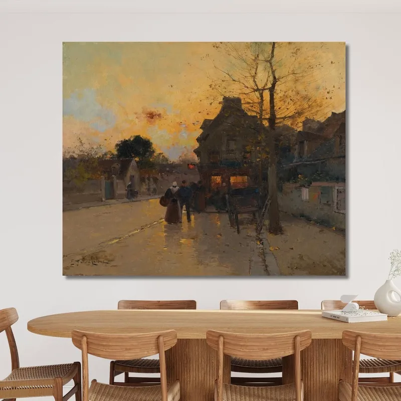 Village Un Soir D'Automne Eugène Galien-Laloue
