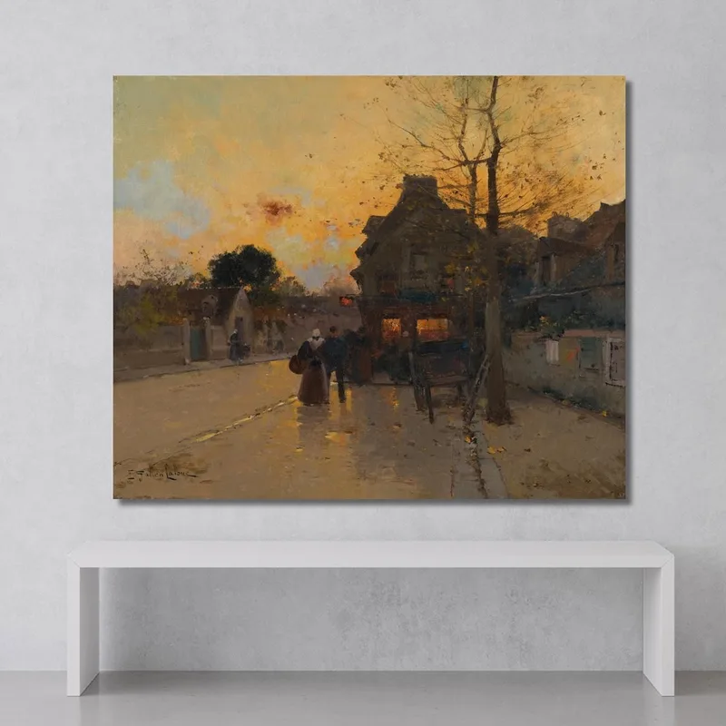 Village Un Soir D'Automne Eugène Galien-Laloue