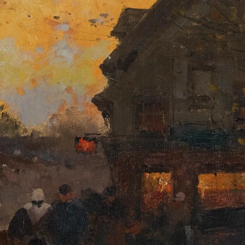 Village Un Soir D'Automne Eugène Galien-Laloue