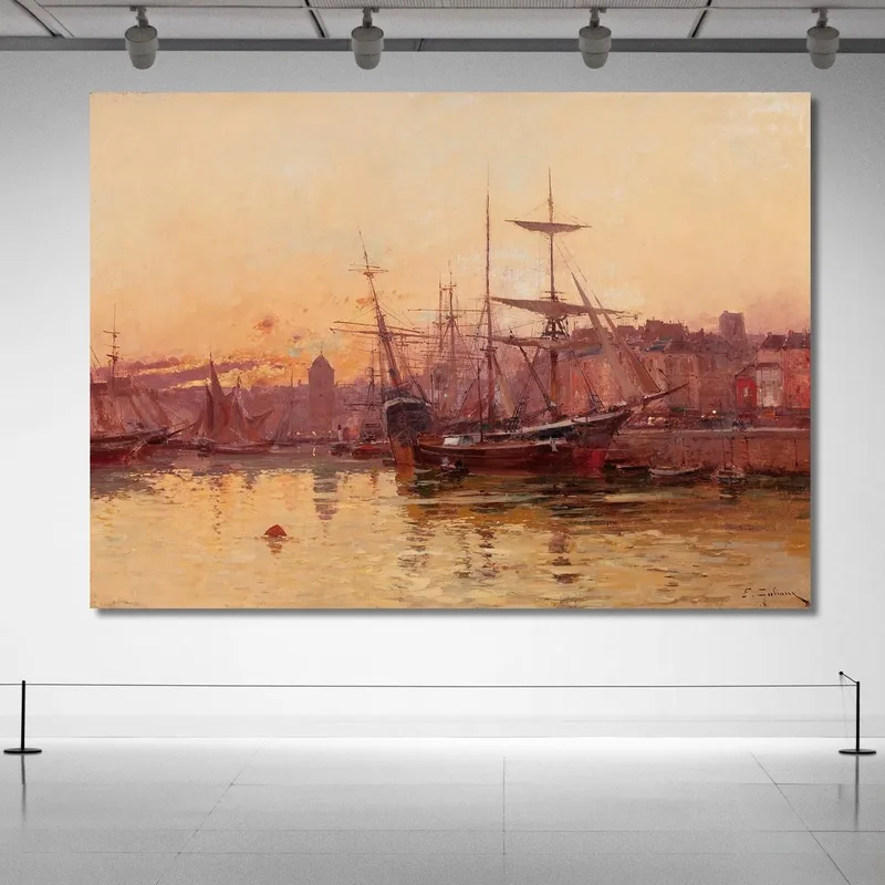 Voiliers À Quai En Normandie Eugène Galien-Laloue