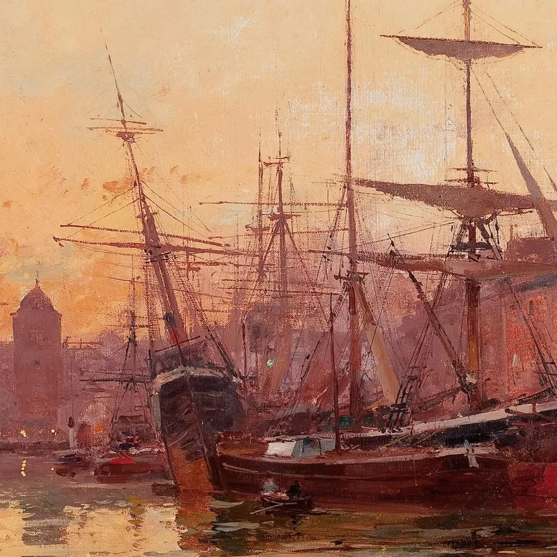 Voiliers À Quai En Normandie Eugène Galien-Laloue