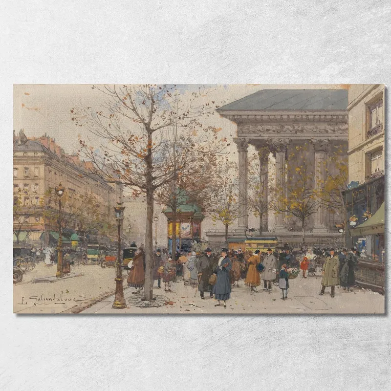 Veduta Animata Della Madeleine Eugène Galien-Laloue quadro stampa su tela