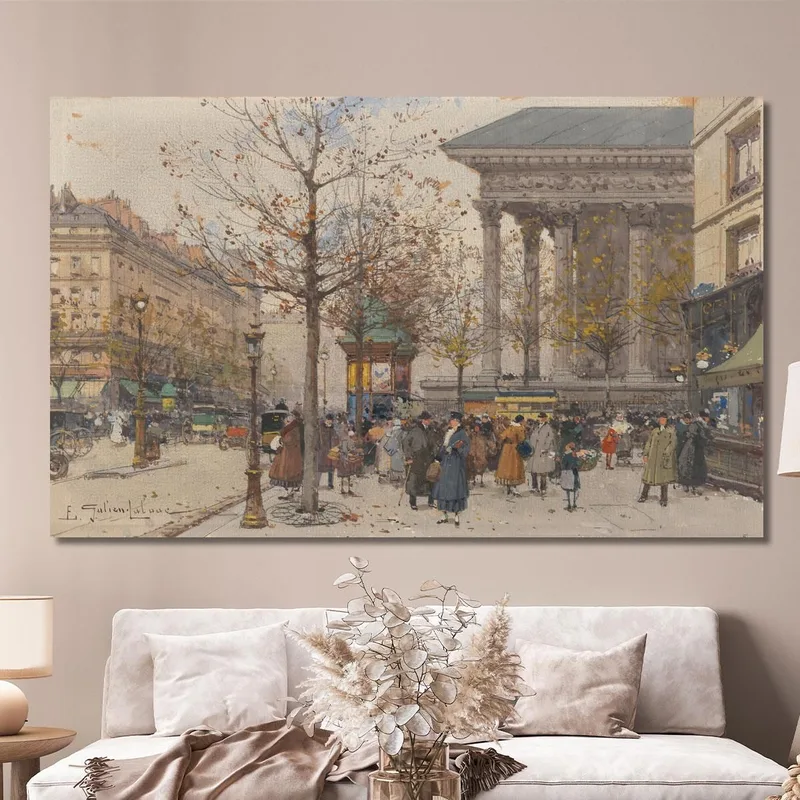Veduta Animata Della Madeleine Eugène Galien-Laloue