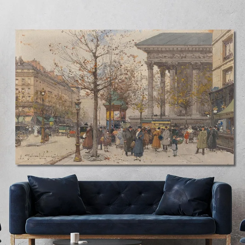 Veduta Animata Della Madeleine Eugène Galien-Laloue