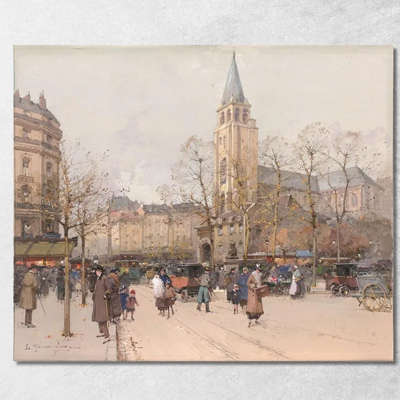 Vista Dei Boulevards A Saint-Germain-Des-Prés Eugène Galien-Laloue quadro stampa su tela