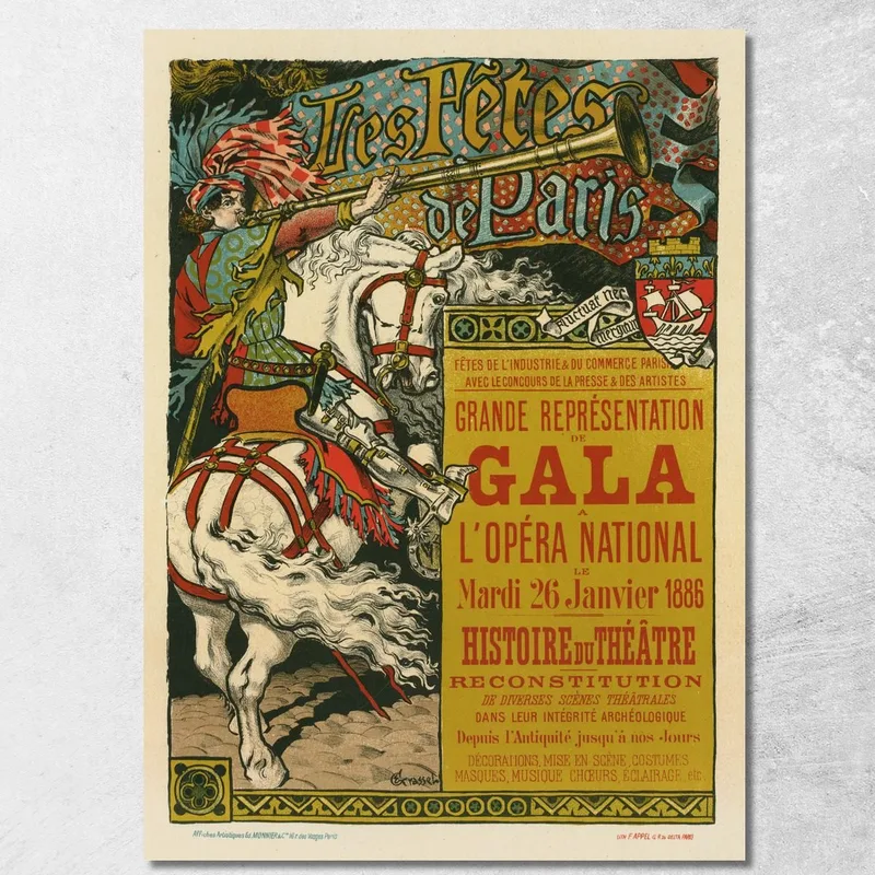 Festival Di Parigi Eugène Grasset quadro stampa su tela