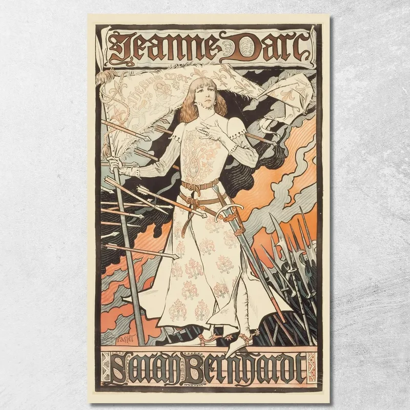 Jeanne D'Arc-Sarah Bernhardt Eugène Grasset quadro stampa su tela