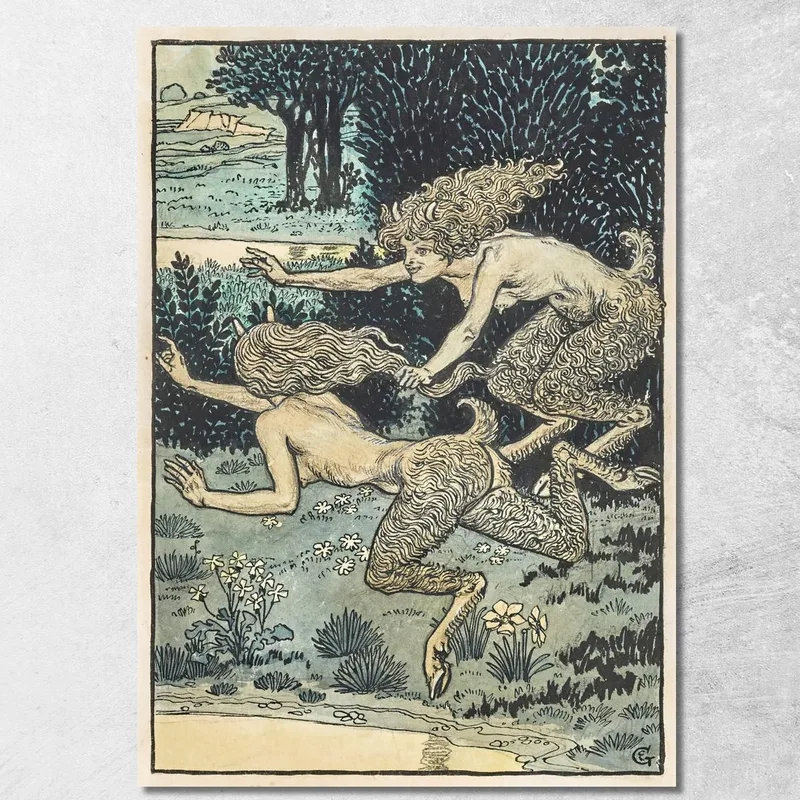 Le Piccole Faunesse Eugène Grasset quadro stampa su tela