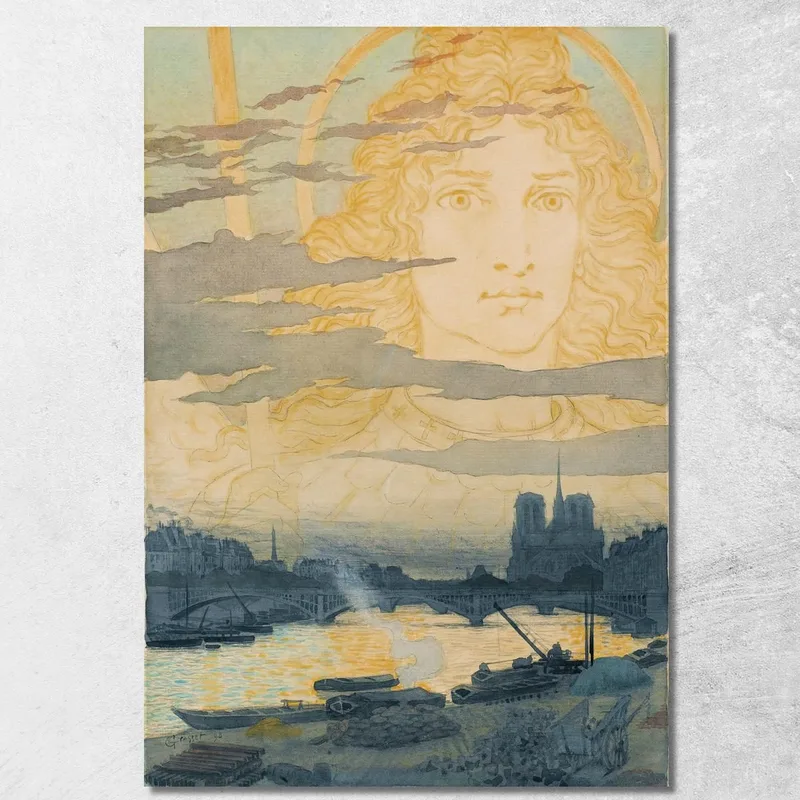 Santa Geneviève Veglia Su Parigi Eugène Grasset quadro stampa su tela