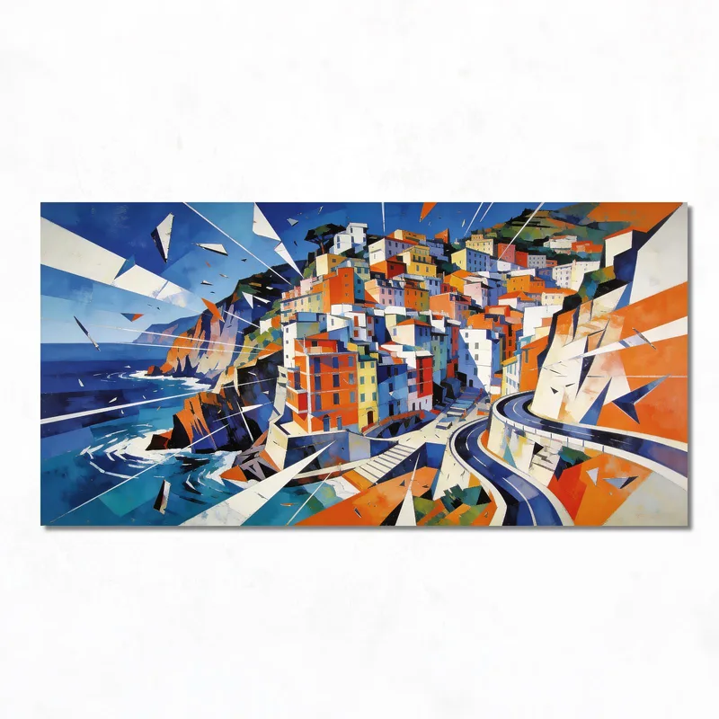 Coastal Village Geometric Abstraction canvas art print