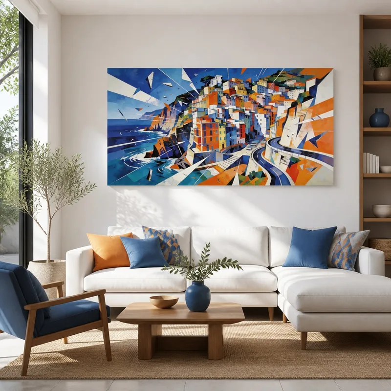 Coastal Village Geometric Abstraction canvas art print