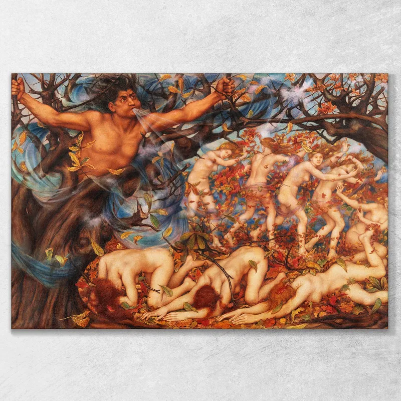 Boreas And The Fallen Leaves Evelyn De Morgan