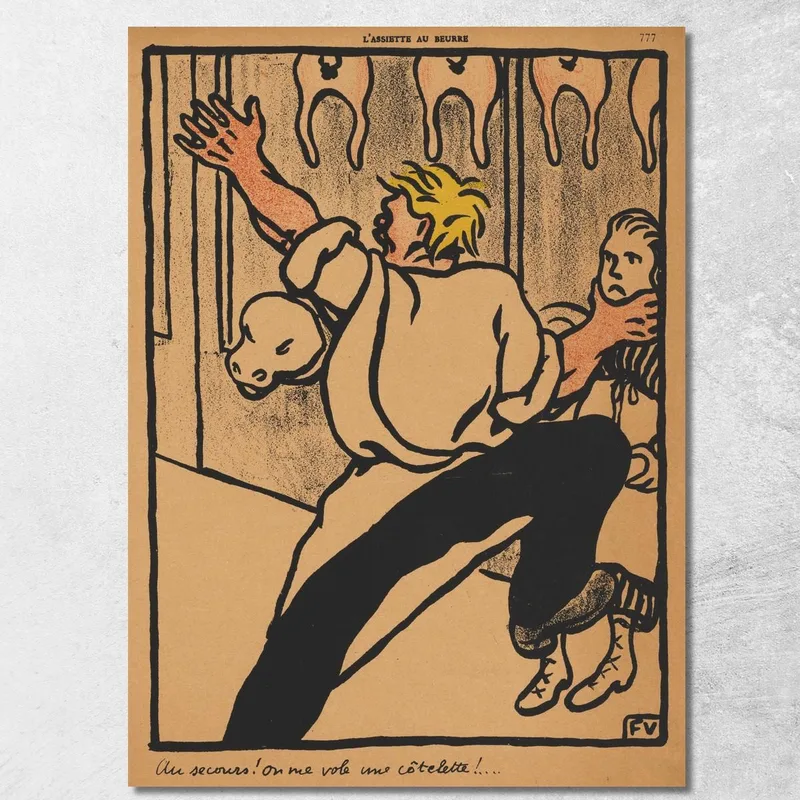 Aiuto Crimini E Punizioni! Mi Hanno Rubato La Cotoletta! Félix Vallotton quadro stampa su tela