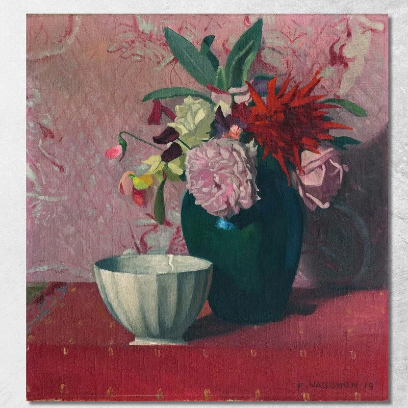 Vaso Verde E Ciotola Bianca Félix Vallotton quadro stampa su tela