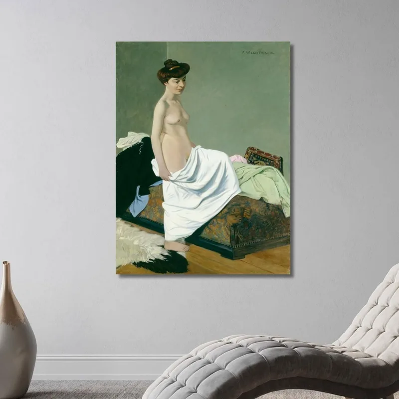 Stehender Akt Kleid Auf Dem Knie Haltend Félix Vallotton