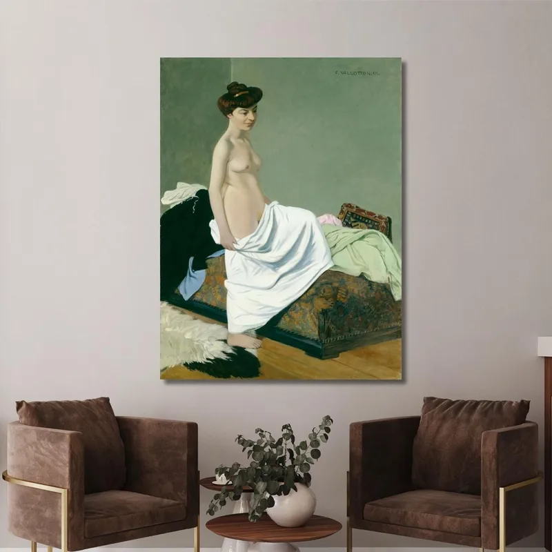 Stehender Akt Kleid Auf Dem Knie Haltend Félix Vallotton