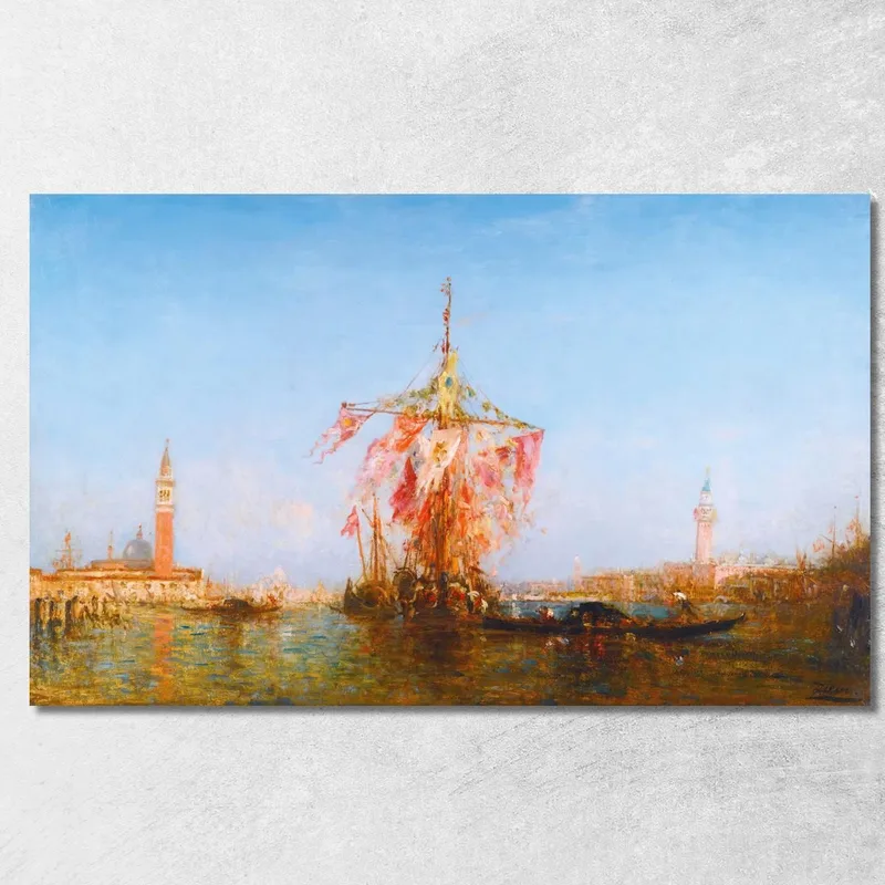 Bateau Pavoisé Sur Le Bassin Venise Félix Ziem drucken auf leinwand