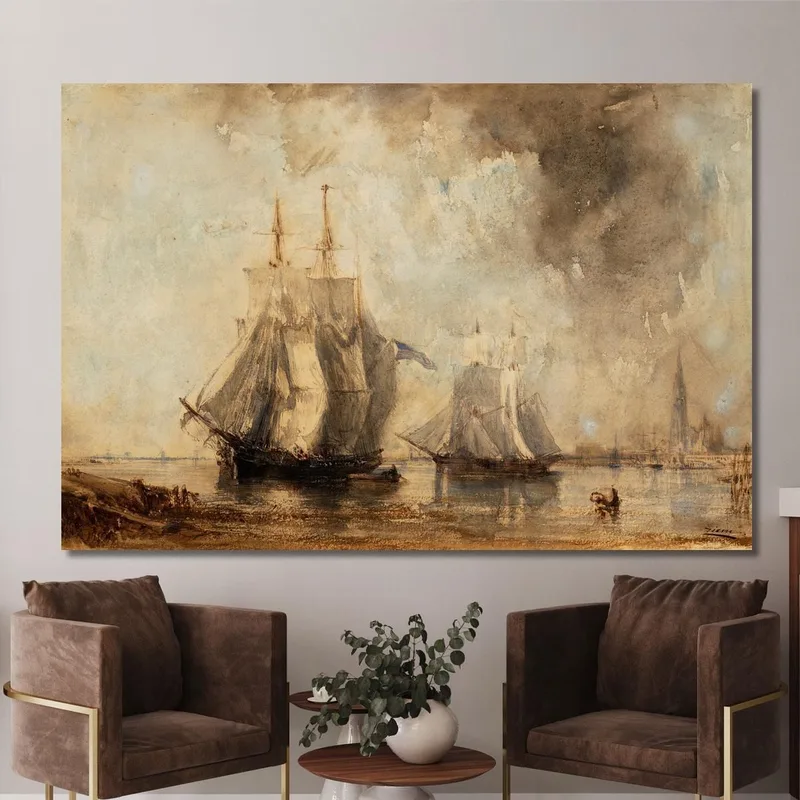 The Scheldt At Antwerp Félix Ziem