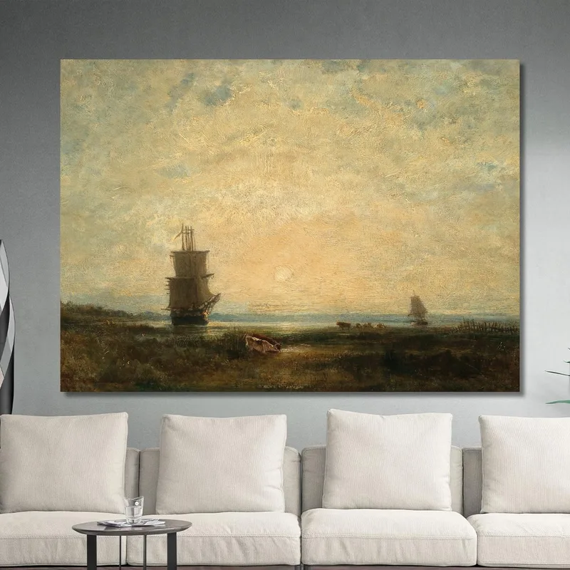 Veleros (Carabelas) Al Atardecer En Holanda Félix Ziem