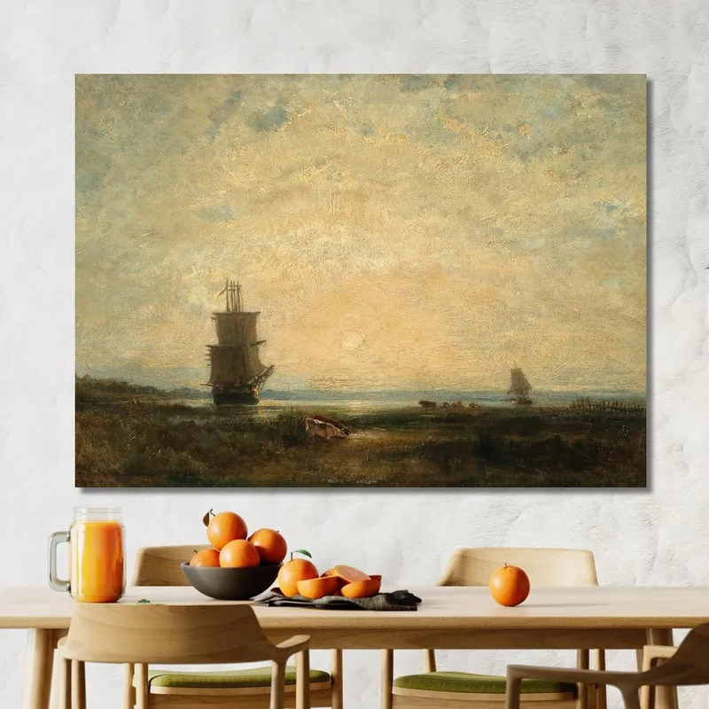 Veleros (Carabelas) Al Atardecer En Holanda Félix Ziem