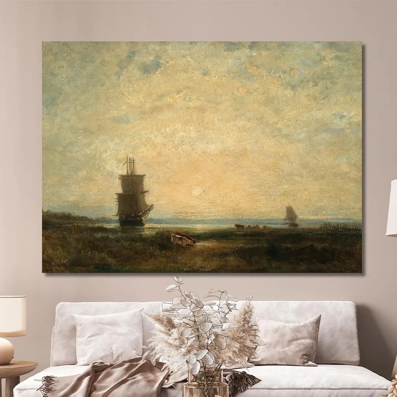 Veleros (Carabelas) Al Atardecer En Holanda Félix Ziem