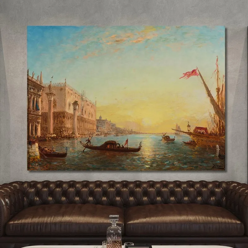 Amanecer Frente A La Piazzetta Y El Palacio Ducal De Venecia Félix Ziem