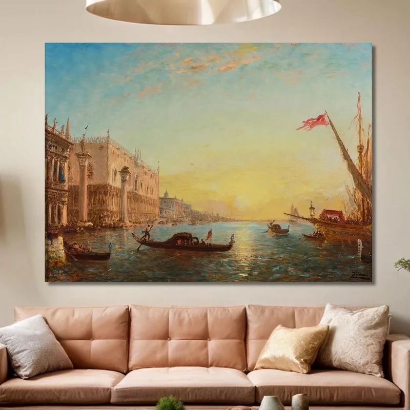 Amanecer Frente A La Piazzetta Y El Palacio Ducal De Venecia Félix Ziem