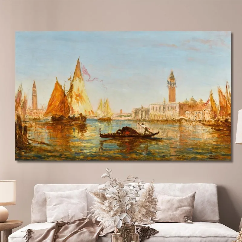 Venecia Góndola Y Veleros Frente Al Palacio Ducal Y San Giorgio Maggiore Félix Ziem