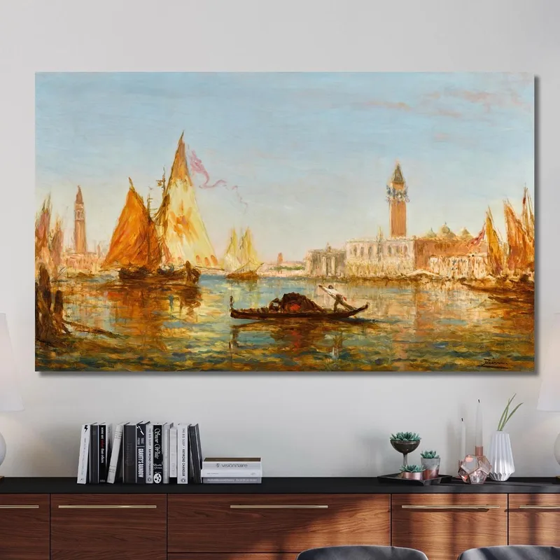 Venecia Góndola Y Veleros Frente Al Palacio Ducal Y San Giorgio Maggiore Félix Ziem