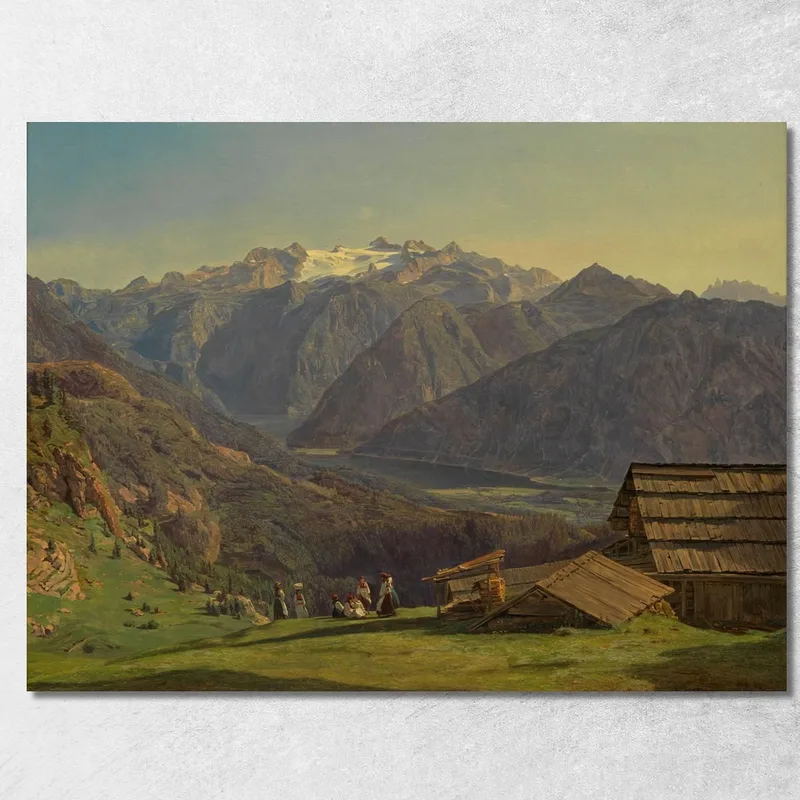 Veduta Del Dachstein Con Il Lago Di Hallstatt Dalla Hutteneckalpe Presso Ischl Ferdinand Georg Waldmüller quadro stampa su tela