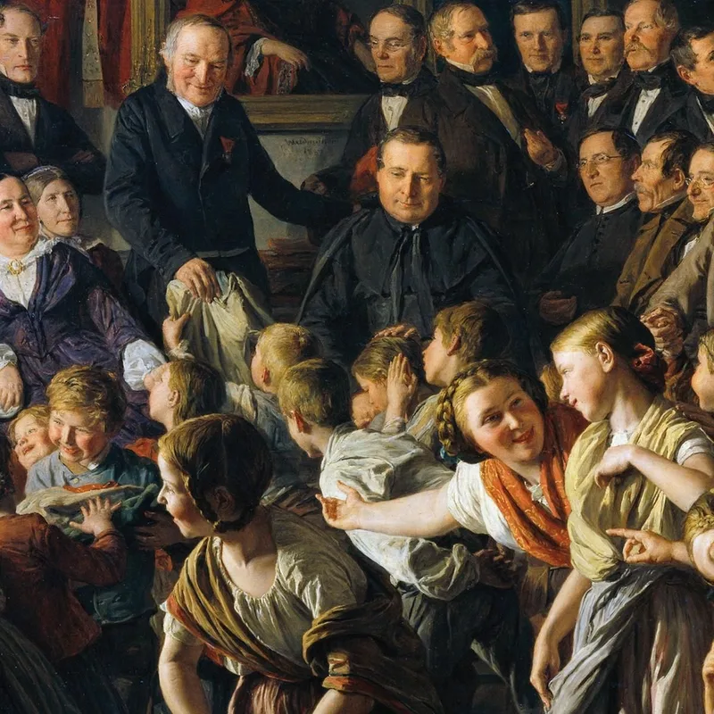 Niños De Padres Pobres Reciben Ropa De Invierno De La Comunidad De Spittelberg En El Día De San Miguel Ferdinand Georg Waldmülle