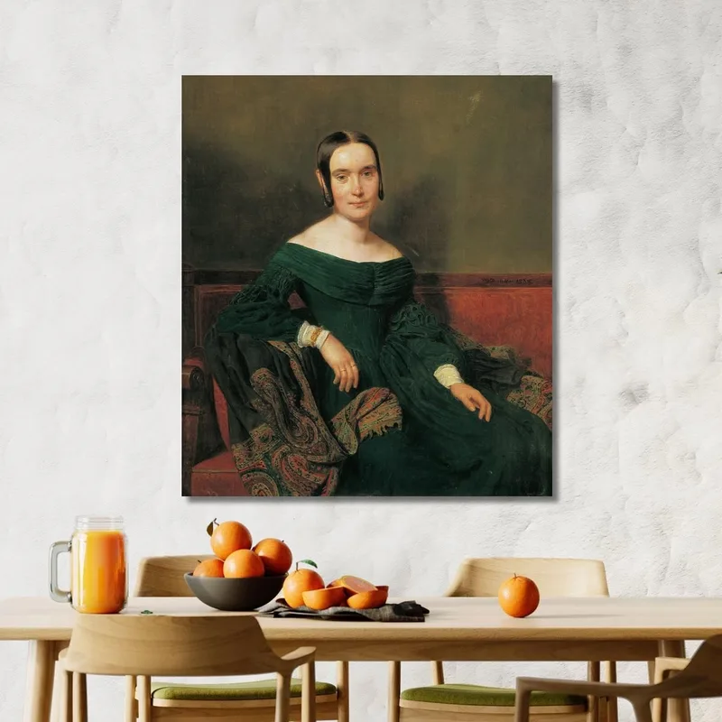 Dama Con Vestido Bermellón Ferdinand Georg Waldmüller