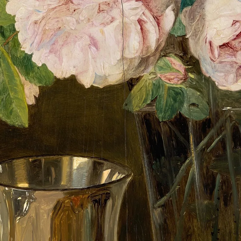 Roses In A Glass: Still Life With Roses Candlestick And Silver Goblet Ferdinand Georg Waldmüller