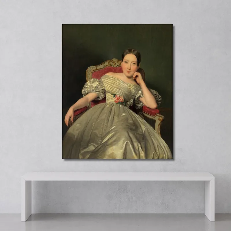 Muchacha Sentada Con Vestido De Satén Blanco Ferdinand Georg Waldmüller