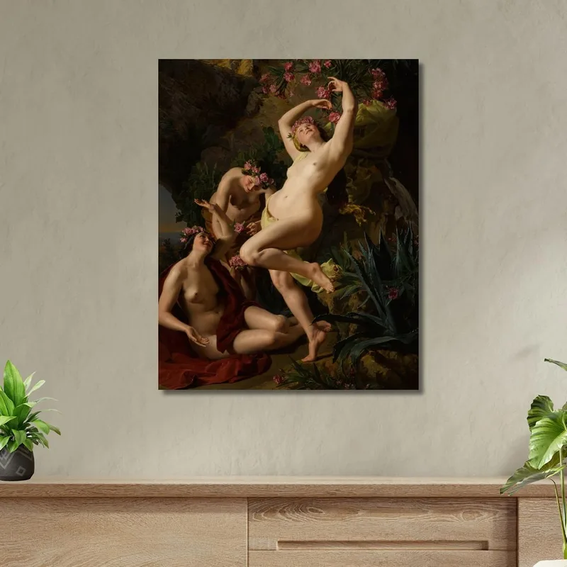 Tres Gracias Adornadas Con Rosas Ferdinand Georg Waldmüller